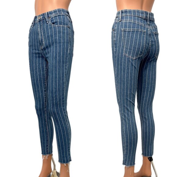 Abercrombie & Fitch Pinstripe Detail Simone High Rise Ankle Jeans Women’s 27/4R - Picture 3 of 7